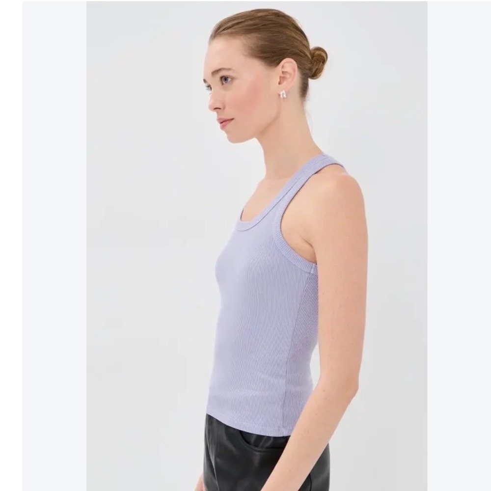 SPRWMN Rib Fitted Scoop Tank In Lavender Size Large